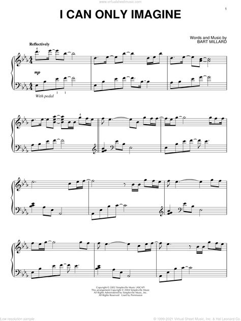 Mercyme I Can Only Imagine Sheet Music For Piano Solo