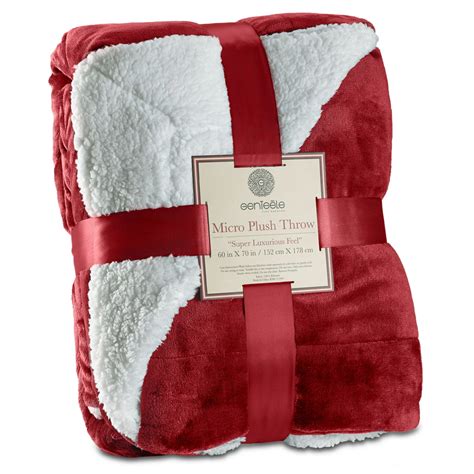 Genteele Super Soft Luxurious Sherpa Throw Blanket 60 X 70 Burgundy Red