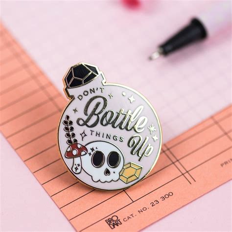 Dont Bottle Things Up Pin Cute Skull Potion Bottle Etsy