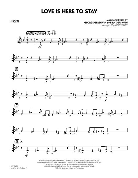 Love Is Here To Stay F Horn Sheet Music Rick Stitzel Jazz Ensemble
