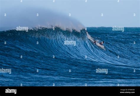 Wave Curling And Breaking In Hawaii Ocean Sea Water Beach Stock Photo