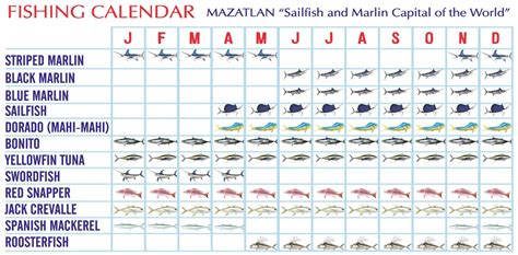 Fishing Calendar Escualo Sport Fishing Mazatlán
