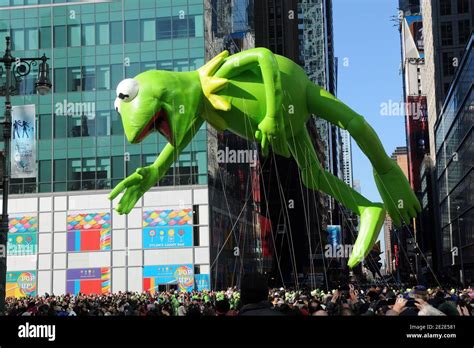 The Kermit The Frog Balloon From The Muppets Floats During Macys