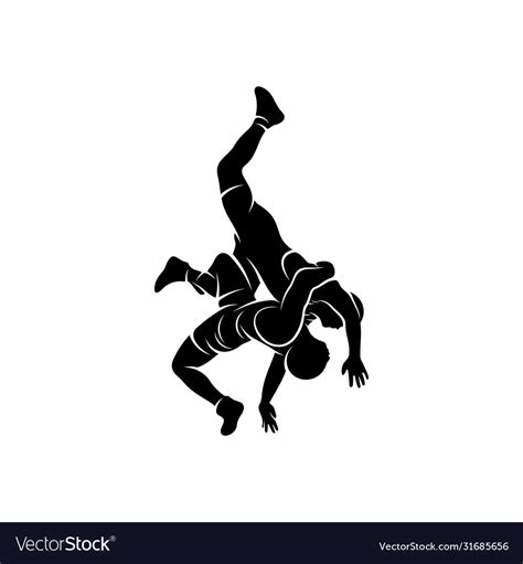 Wrestling Logo Template Symbol Silhouette Design Vector Image The