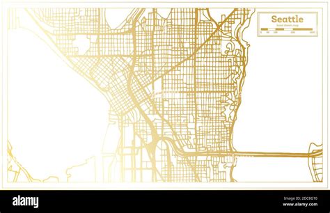 Seattle Usa City Map In Retro Style In Golden Color Outline Map