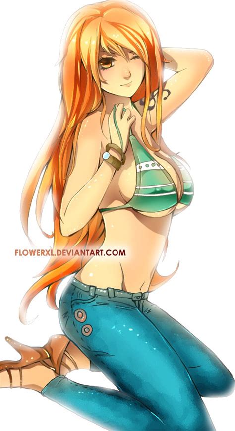 Flowerxl Nami One Piece One Piece 1girl Bikini Bikini Top Only Breasts Cleavage Denim