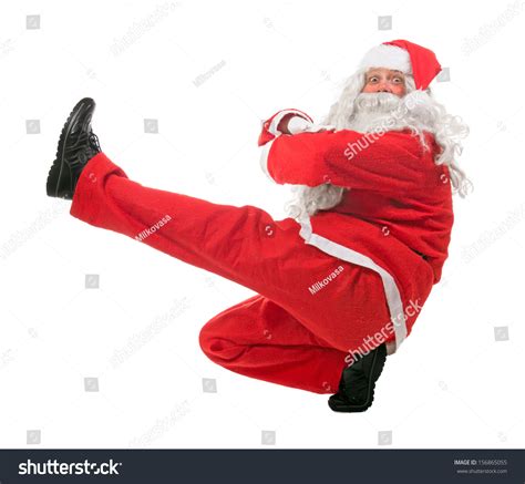 Dancing Santa Claus Isolated On White Background Cheerful Funny Santa