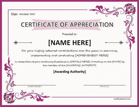 Certificates Of Appreciation Templates For Word Professional