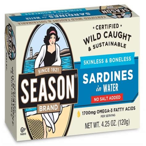 Season Brand Skinless And Boneless Sardines In Water 375 Oz King Soopers