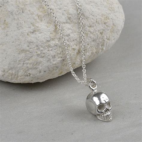 Sterling Silver Skull Charm Necklace By Tales From The Earth