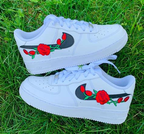 Unique personalized air force 1, nike, adidas sneakers from verified artists. Red Rose Air Force 1 | THE CUSTOM MOVEMENT in 2020 | Air ...