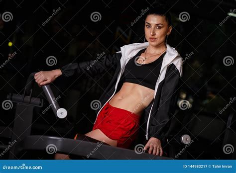 beautiful russian model fitness shoot in gym stock image image of