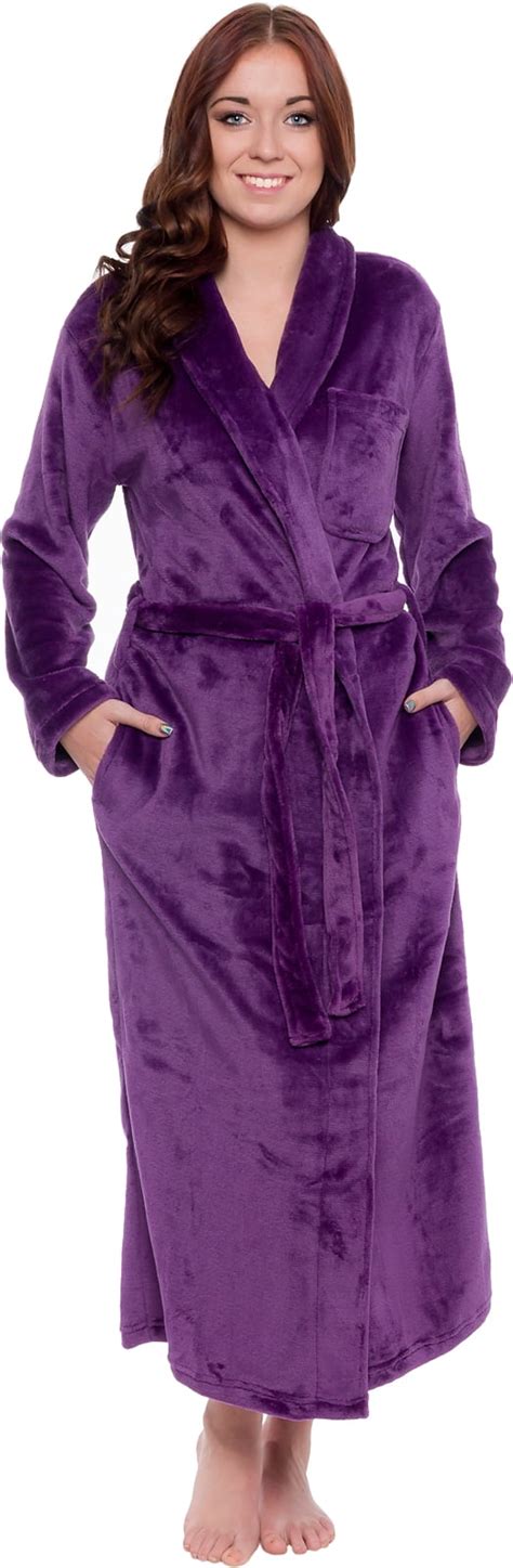 Silver Lilly Silver Lilly Womens Robe Plush Bathrobe Full Length Robe With Shawl Collar