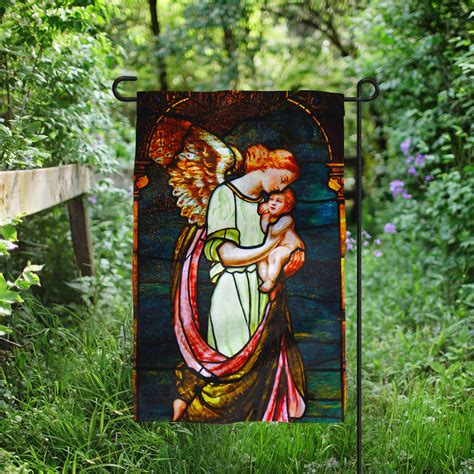 Guardian Angel Stained Glass Garden Flag Ewtn Religious Catalogue