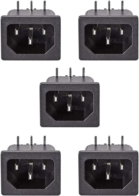 Uxcell C14 Panel Mount Plug Adapter Ac 250v 10a 3 Pins Iec Inlet Module