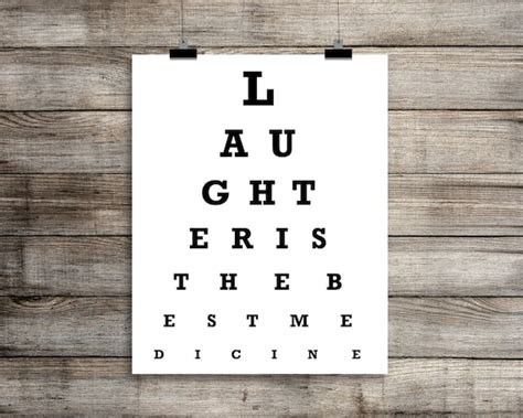 Inspirational Eye Chart Print Laughter Is The Best Medicine