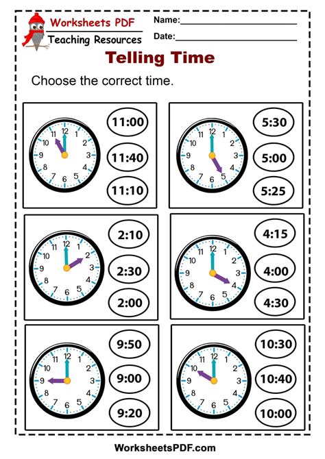 Learn To Tell Time Worksheets