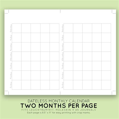Blank Printable Monthly Calendar With No Dates Example Calendar Printable