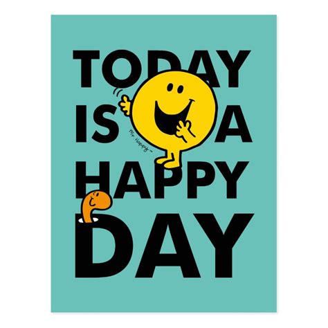 Mr Happy Today Is A Happy Day Postcard In 2020 Happy
