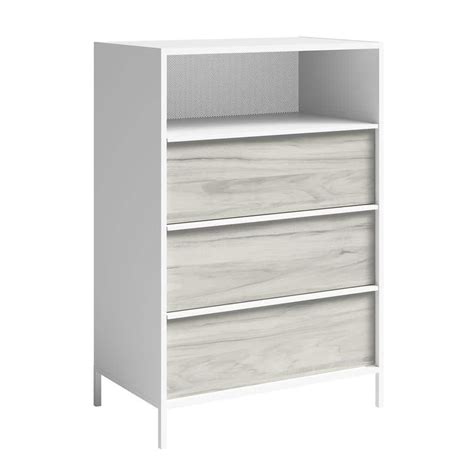 Sauder Boulevard Cafe 3 Drawer White Chest Of Drawers 42677 In X 29