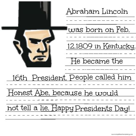 FREE President Lincoln & Washington Coloring Sheet & Handwriting