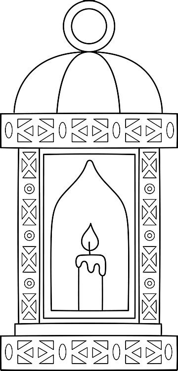 Ramadan Lantern Isolated Coloring Page For Kids Page Graphic