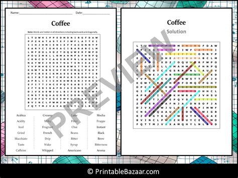 Coffee Word Search Puzzle Worksheet Activity Printablebazaar