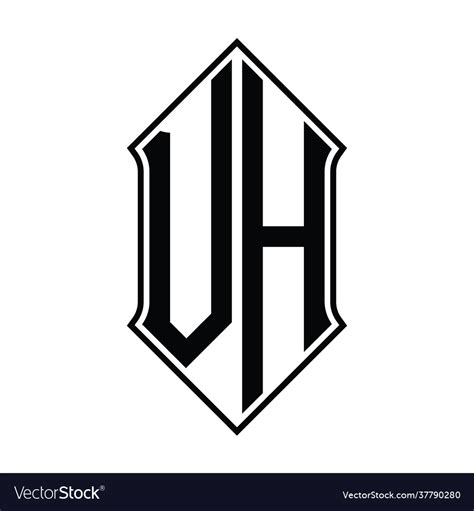 Vh Logo Monogram With Shieldshape And Outline Vector Image