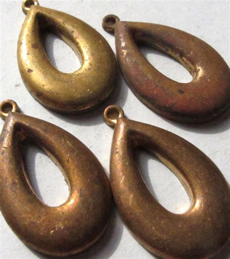 Solid Vintage Tarnished Brass Teardrop Charms Brooklyn Charm