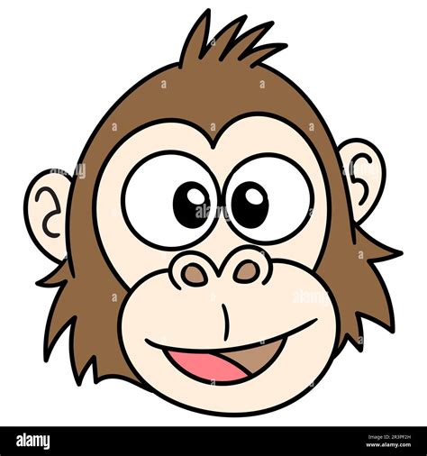 Happy Smiling Monkey Head Emoticon Doodle Icon Image Cartoon