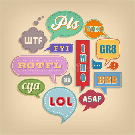 Comic Bubbles With Popular Acronyms And Abbreviations Stock Vector