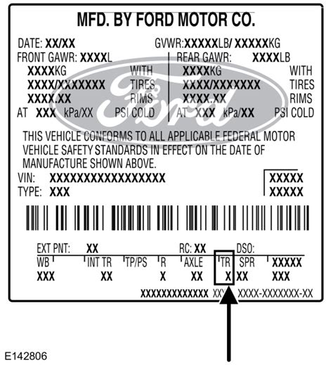 Transmission Code On The Vehicle Certification Label
