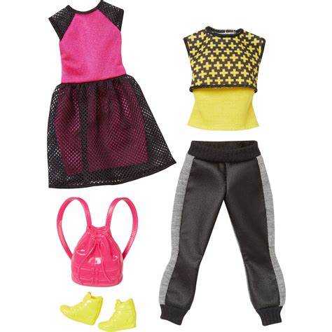 Barbie Fashion 2 Pack Casual Black Pink Yellow Walmart