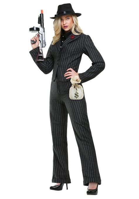 Dangerous Dame Womens Halloween Costume 1920s Female Gangster Suit