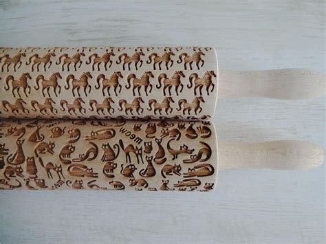 2 Any Pattern Rolling Pin Set Lazer Engraved Embossing Dough Etsy