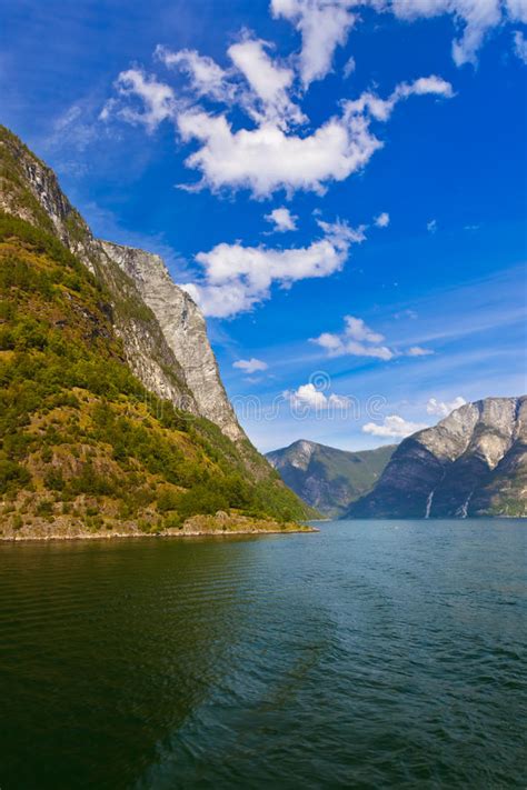 Fjord Naeroyfjord In Norway Famous Unesco Site Stock Image Image Of
