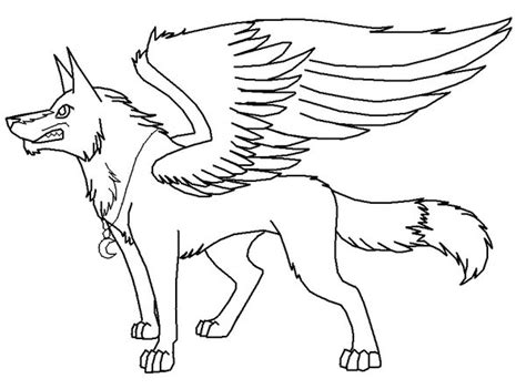 Line Art Winged Wolf By Corrupttempest On Deviantart