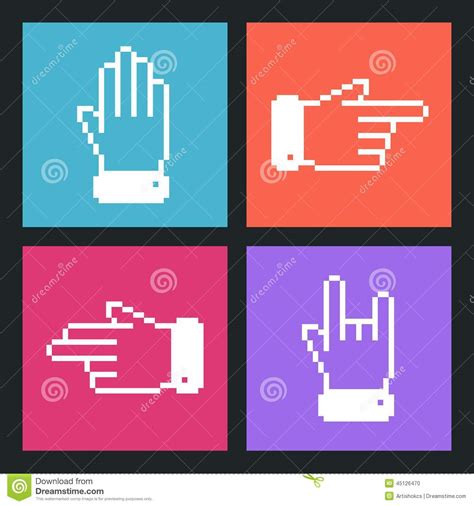 Pixel Hand Cursors Icons Pushing Ok Button Fertilization Concept