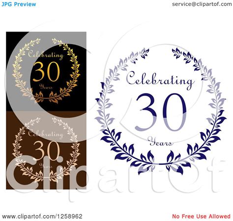 Clipart Of Anniversary 30 Years Designs Royalty Free Vector