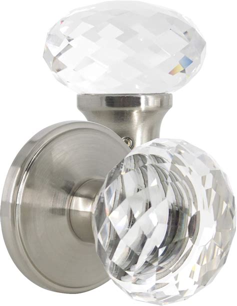 Probrico Diamond Clear Crystal Door Knobs Passage Function For Hall