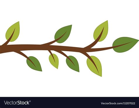 Vector Brown Tree Branch With Green Leaves Download A Free Preview Or