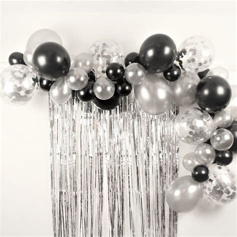 Black And Silver Balloon Garland Arch Decoration Kit Balloon Etsy In