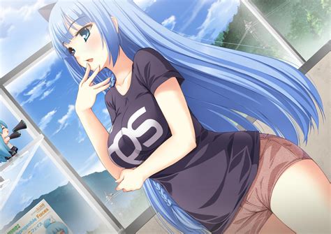 Wallpaper Long Hair Anime Girls Blue Hair Blue Eyes