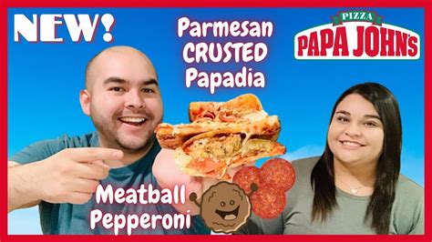 Papa John’s New Parmesan Crusted Papadia Review Meatball Pepperoni 🧀🍕 Youtube
