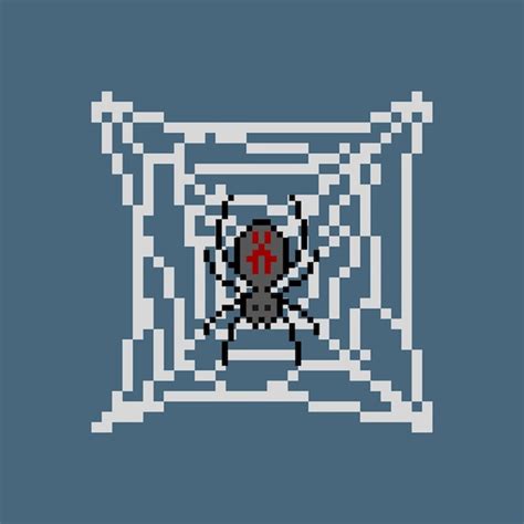 Premium Vector Spider On Web With Pixel Art Style