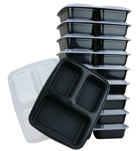 Chefland 3 Compartment Microwave Safe Food Container With Lid Divided