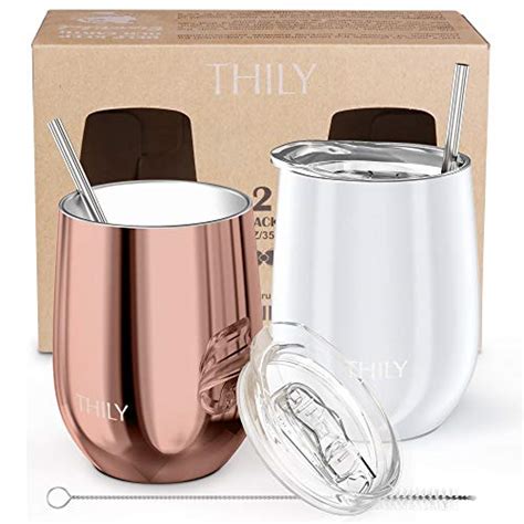 Thily Stainless Steel Stemless Wine Tumbler Oz Vacuum Insulated