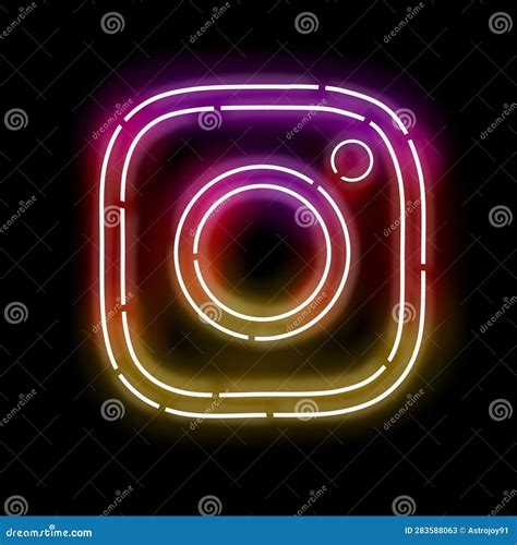 Instagram Icon Sign With A Neon Art Style Isolated On Transparent Background Editorial Stock