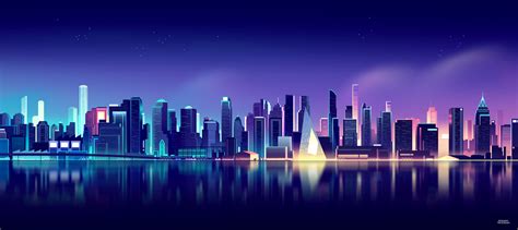 Cityscape 4k Wallpaper Neon Skyline Aesthetic Reflections 5k