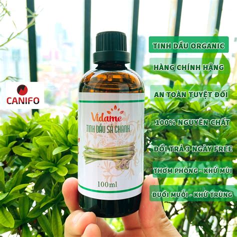 Tinh Dầu Sả Chanh Canifo 100ml Organic Thương Hiệu Vidame Xả Chanh